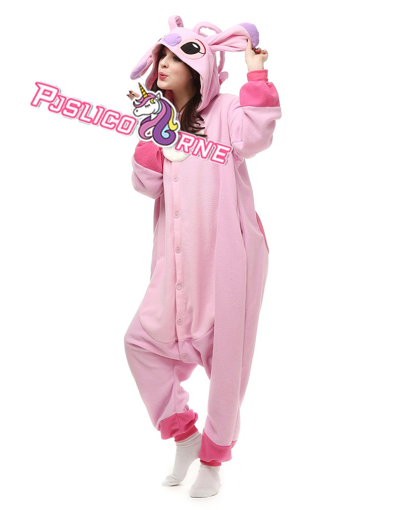 Combinaison pyjama Angel avec capuche fille - Disney Stitch rose